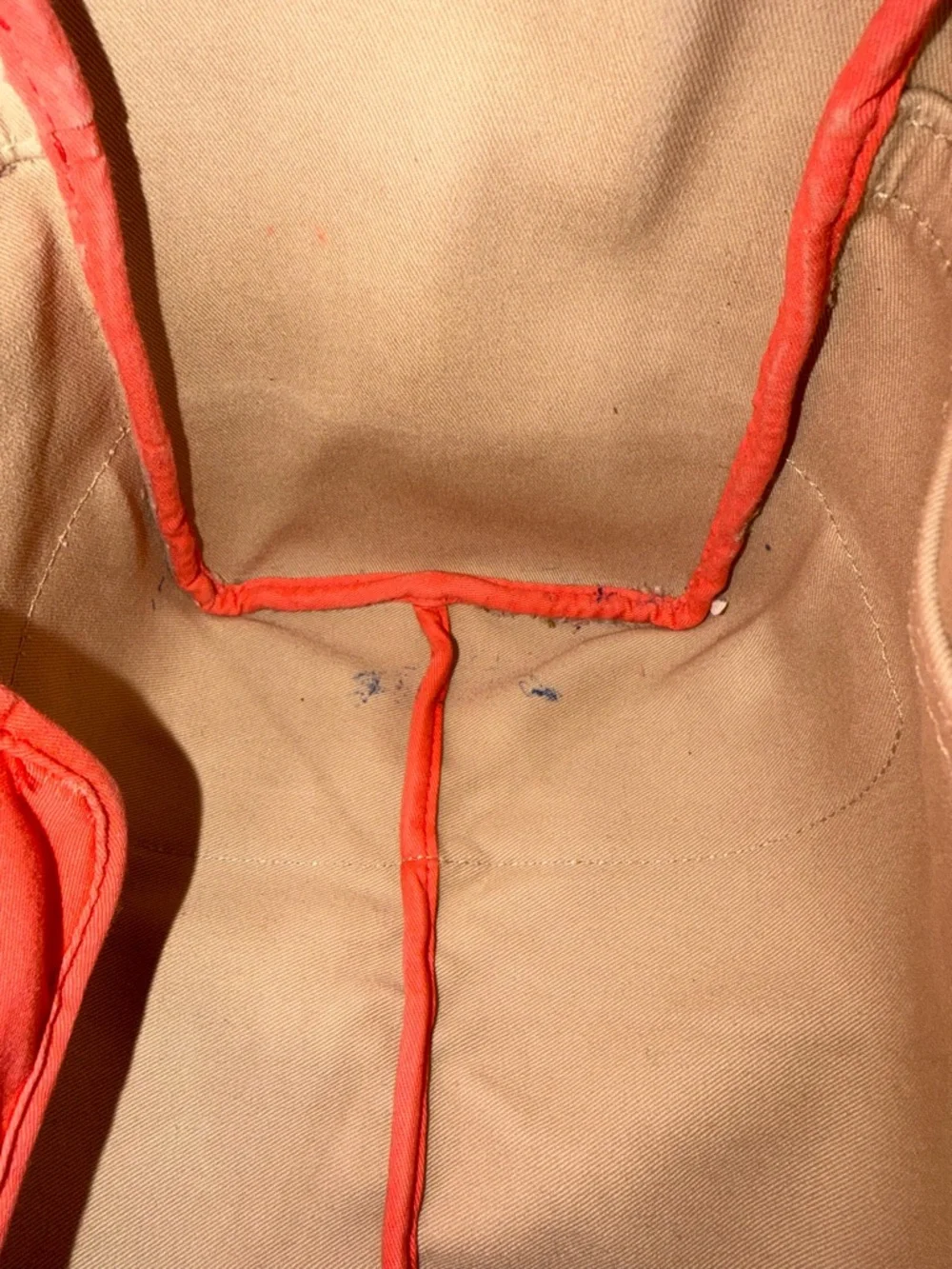 Coach Striped Canvas Tote in Coral, Mustard, Navy & Pink with Tan Leather F30041 - Picture 10 of 16